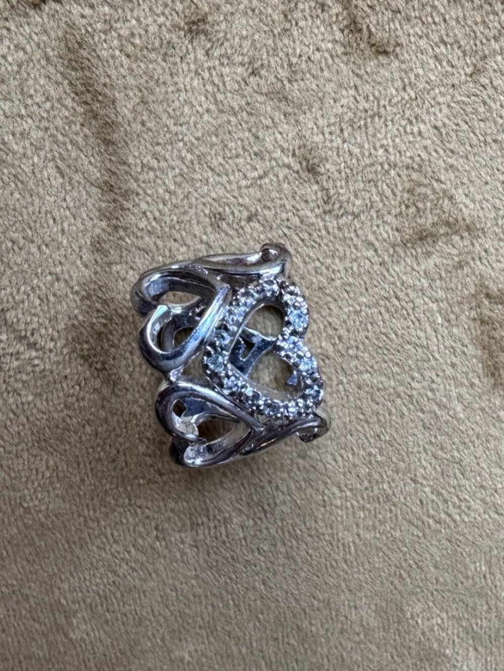 Hearts silver ring with swarovski 4.5 US